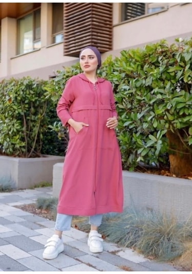 Lovie Moda Kadın Kapşonlu Kap Pembe