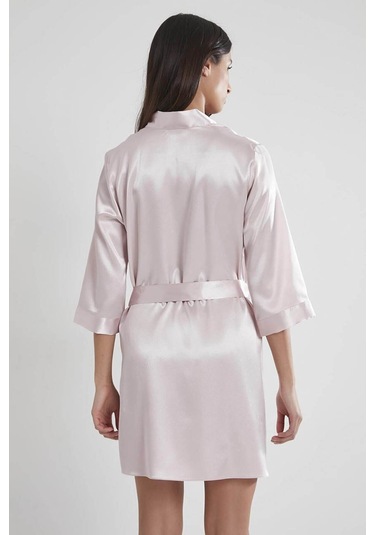 Pierre Cardin Saten Kısa Tek Sabahlık 1010 Pudra Pudra