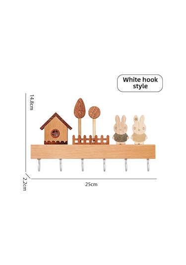 Springsun Ahşap Anahtar Tutucu Duvar Tipi, 6 Kanca, Nordik Stil, Delik Açmadan Kurulum, Giriş Cephesi Organize, Turuncu-yeşil Yeni Model