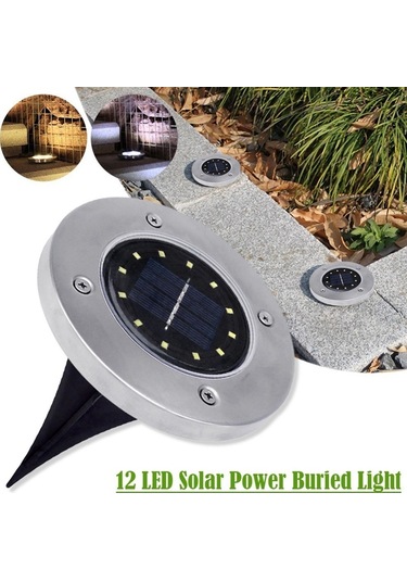 Sones Adet 12 Led Güneş Enerjili Gömülü Işık Yer Altı Lambası Ip65 Su Geçirmez Açık Bahçe Sokak Lambası Beyaz Işık