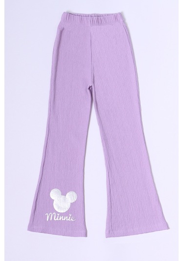 Kız Çocuk Tayt İspanyol Paça Karakter Nakışlı F15 LİLA