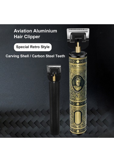 Vkemall Retro Tarzı Şarjlı Saç Kesme Makinesi, Erkekler İçin Profesyonel Saç Şekillendirme Seti, Suya Dayanıklı, 4 Taraklı, Altın Renk