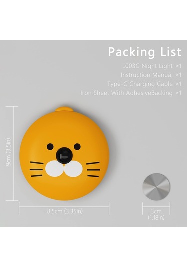 Gece Lambası, Şarj Edilebilir Hareket Sensörlü Gece Lambası, Manyetik, Zqkla