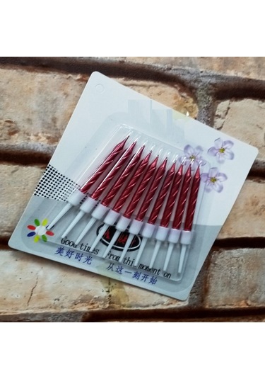 Vıp Kalite Burgulu Kırmızı Pasta Mumu Kırmızı Doğum Günü Mumu 10 Adet Kırmızı Mum Decor Red Bırthday Candle Renkli