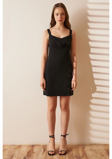 Askılı Mini Elbise Siyah