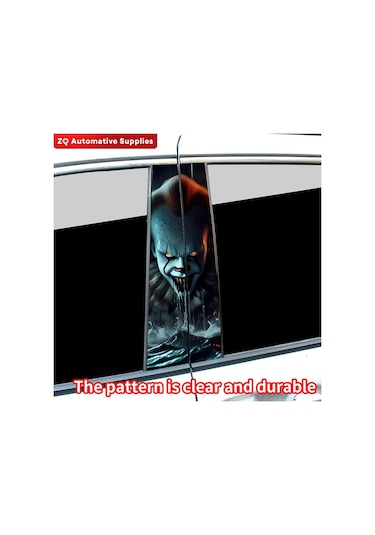 Korku Palyaço Araba Çıkartma Otomobil B Sütun Su Geçirmez Güneş Koruyucu Dekorasyon Kapağı 009 2pcs 1 Piece Set