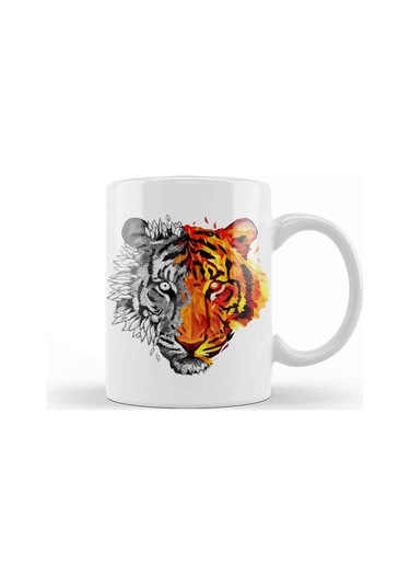 Geo Sketch Tiger Kupa Bardak Porselen Karışık