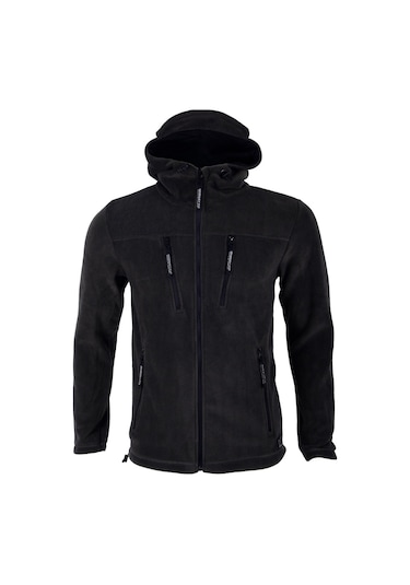 Ghassy Co. Tactical Army Erkek Polar Kapşonlu Ceket Siyah