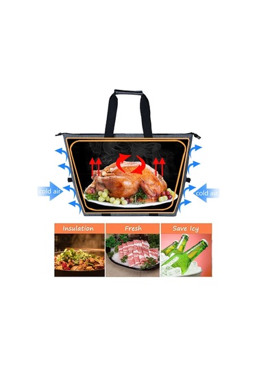 20l Soğutucu Çanta Büyük Katlanabilir Soğutucu Piknik Çantası Yalıtımlı Çanta Termo Çanta Plaj Soğutucu Kutusu Siyah Çok Renkli