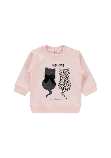 Leopar Kedi Baskılı 6-18 Ay Takım - Pembe