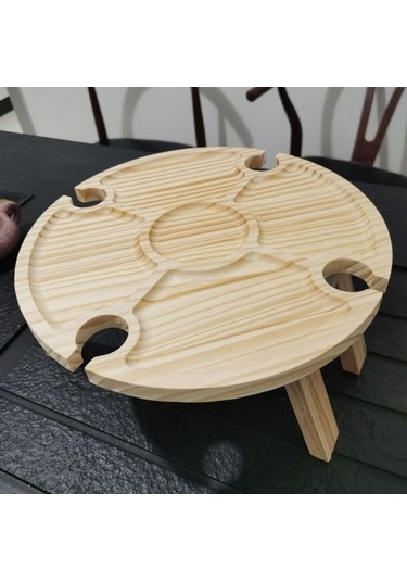 Didadodo Pratik Ahşap Katlanır Mini Piknik Masası - Cam Tutuculu Plaj, Bahçe Partisi, Tekne Ve Kamp İçin Çok Renkli Çok Renkli