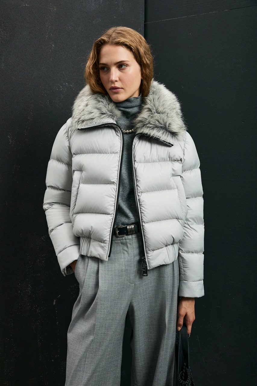 Lufian Daısy Kaz Tüyü Kadın Mont Gri Gri 122120041100150 Gri