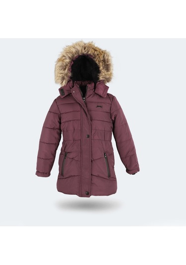Slazenger CANDY NEW Çocuk Kapüşonlu Mor Mont & Kaban