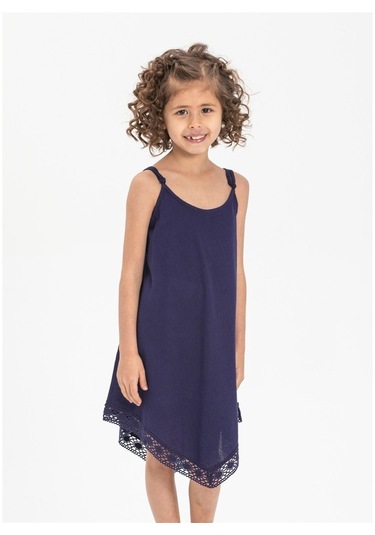 Çağla Şile Bezi Kız Çocuk Elbise Mor Mor