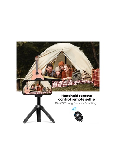 Kangvka Alüminyum Tripod Selfie Stick, Telefon Ve Kamera Uyumlu, Bluetooth Kumanda, Telefon Tutucu, 1/4 Vida Bağlantısı, Siyah Kf09.128v1