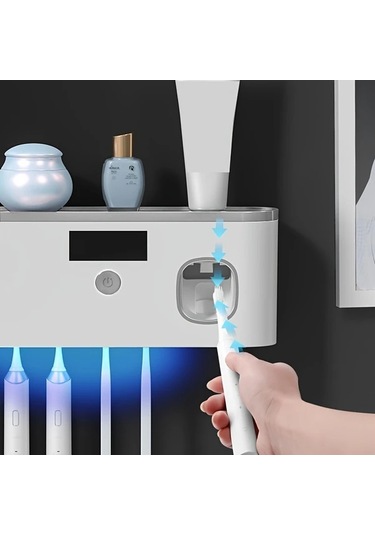 Oldfriend Gri Şarj Edilebilir Diş Fırçası Askısı, Kompakt Duş Depolama, Beyaz Gri