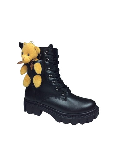 Ortopedikal 1087 Filet Kız Çocuk Siyah 2 Ayıcıklı Bot Bağcıklı Siyah