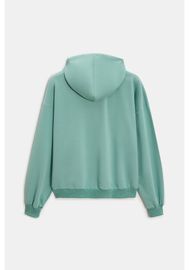 Sââde Kadın Oversize Kapüşonlu Basic Hoodie Sweatshirt Mint