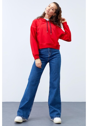 Tommy Life Kırmızı Uzun Kol Rahat Form Kapüşonlu Kadın Sweatshirt - 97115 Kırmızı Tommy Life Kırmızı Uzun Kol Rahat Form Kapüşonlu Kadın Sweatshirt - 97115 Kırmızı