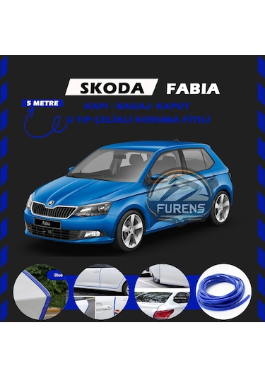Skoda Fabia Oto Araç Kapı Koruma Fitili 5metre Parlak Beyaz Renk