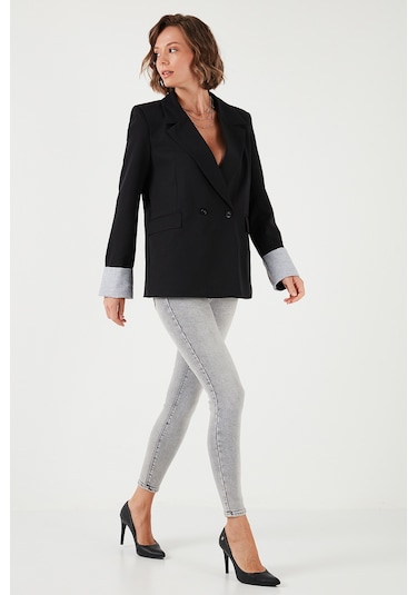 Lela Regular Fit Kruvaze Yaka Blazer Bayan Ceket 611Bc00025 Siyah