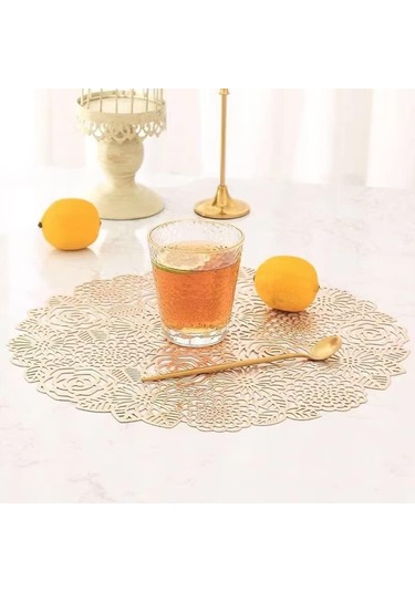 15 "preslenmiş Vinil Yuvarlak Placemats, 6 Set, Yemek Odaları 15,7x23,6 İnç