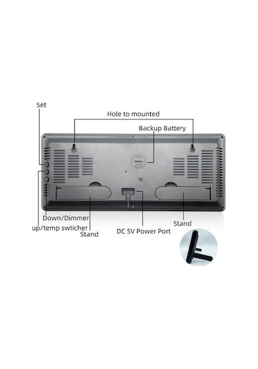 Trendooze Suntek Sıcaklık Saat Mekan Led Kırmızı Kırmızı Işıklı İç Göstergesi Dijital Arka Nt Kırmızı
