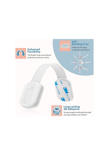 Gajeena Çocuk Güvenlik Çekmece Kilitleri, Plastik Abs, 230mm, 6 Adet, Çekmece Dolap Kapıları Buzdolabı Koruması Beyaz