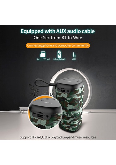 Teltree S35 Taşınabilir Bluetooth Hoparlör, Ipx5 Su Geçirmez, 5wx2 Güç, 1500mah Pil, Radyo Ve Kart Desteği - Siyah