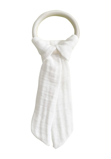 Pamuk Muslin Bebek Diş Kaşıyıcı Yıkanabilir Ahşap Desenli Byz Beyaz