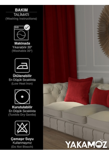 Br Yakamoz Kırmızı Renk Kırlent , Yastık Kılıfı Kadife Görünümlü Velvet Touch Serisi Kırmızı