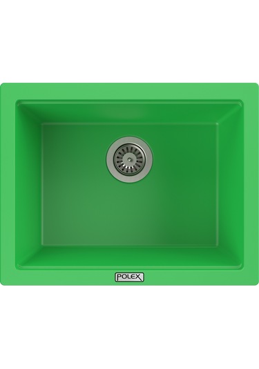 Polex Cristalüx Granit Evye P-09 Yeşil Tezgah Altı Ve Tezgah Üstü Kare Mutfak Evyesi 55.5x43.5 CM