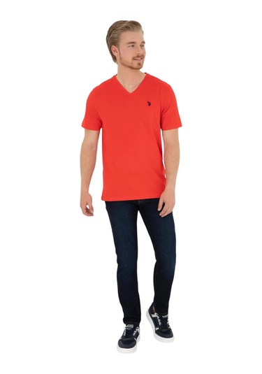 U.S. Polo Assn. Erkek V Yaka T-shirt Kırmızı