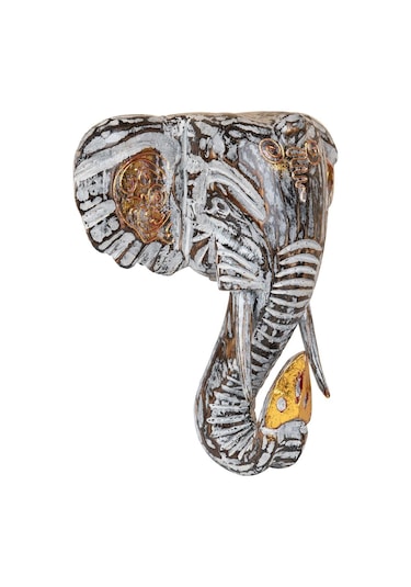 Dekoratif Ahşap Fil Objesi El Yapımı Doğal Tasarım 21 Cm X 21 Cm-89