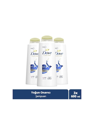 Dove Ultra Care Saç Bakım Şampuanı Yoğun Onarıcı Yıpranmış Saçlar İçin 600 Ml X3