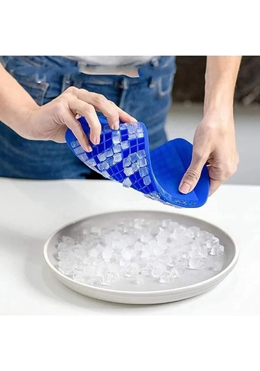 160'lı Mini Küp Şekilli Silikon Buzluk, Sunum Buzluk Yeşil