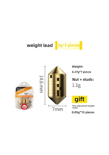 Moveevo Balıkçılık Hızlı Ayar Lead Ağırlığı - 3 Adet Kutulu 3.0g, İğne İpliğini Korumaz, Mikro Ayar Y垫片i Hediye, Çevik Ve Dayanıklı Olta Aksesuarı
