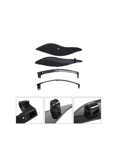 Geeroyoo Harley Davidson İçin Abs Malzeme Siyah Yan Kanatlık Kit - 300x78mm