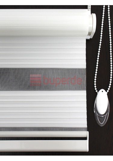 Buperde Beyaz Dar Pilise Pliseli Zebra Stor Perde