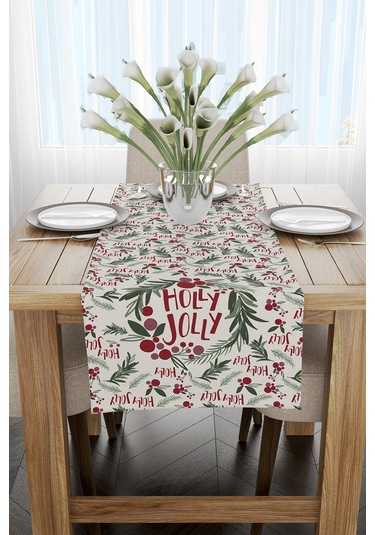 Kırmızı Yeşil Yılbaşı Temalı Dijital Baskılı Runner Cgh794-Rn