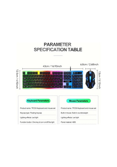 Techbloom T-wolf Thunder Wolf Tf230 White Klavye Ve Fare Seti Aydınlatmalı Oyun Ofis Bilgisayar Kablolu Aksesuar Diğer