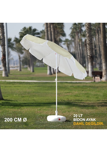 Krem Plaj Şemsiyesi 200 Cm Ø Krem