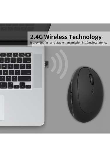 Novahub Kablosuz Dikey Ergonomik Fare - 6 Tuşlu, 3 Seviyeli Dpı, Optik Fare Pc/laptop İçin Optik