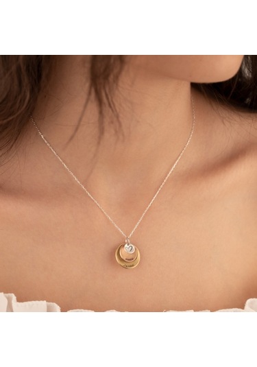 Dkmn Gümüş 925 Ayar Gümüş İç İçe 3 Levhalı İsim Kolye