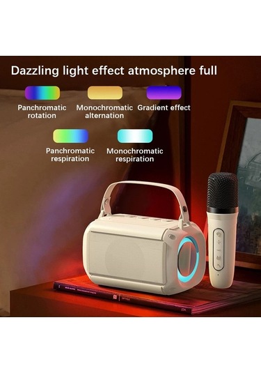 Besthome1 Taşınabilir Bluetooth Karaoke Hoparlör - 5w Ses, Led Işık, Kablosuz Mikrofonlar