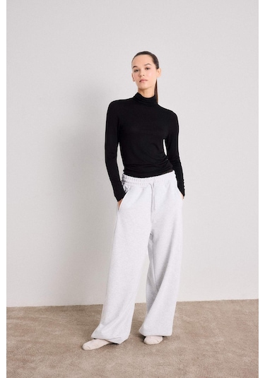 Defacto Coool Barrel Fit Beli Bağcıklı Geniş Paça Eşofman Altı F3364ax25augr256 Gri-gr256