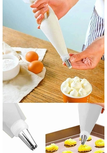 8 Parça Krema Sıkma Torbası Hamur Şekillendirici Yıldız-kalp-çiçek-halka Çiçek