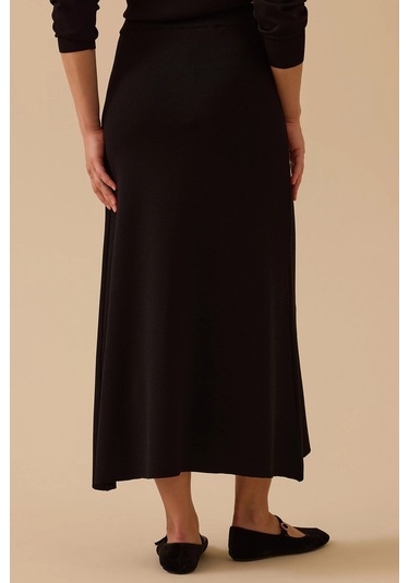 Seçil Kadın Düz Kesim Triko Etek 1013 Siyah Siyah