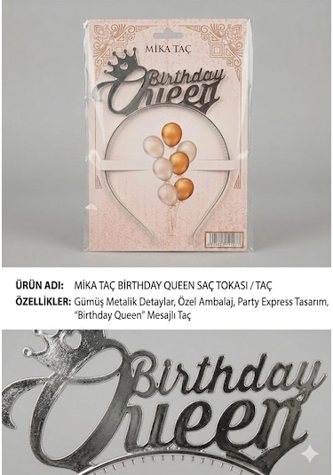 Mika Taç Birtday Queen - Gümüş Tüm Yaşlar
