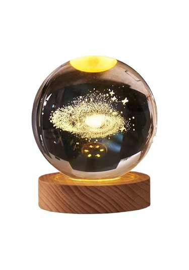 Prestigegoods Ay Lambası Galaksi Işığı 3 İnç 7 Renk Değiştiren Şeffaf Kristal Led Ay Işığı U Çok Renkli